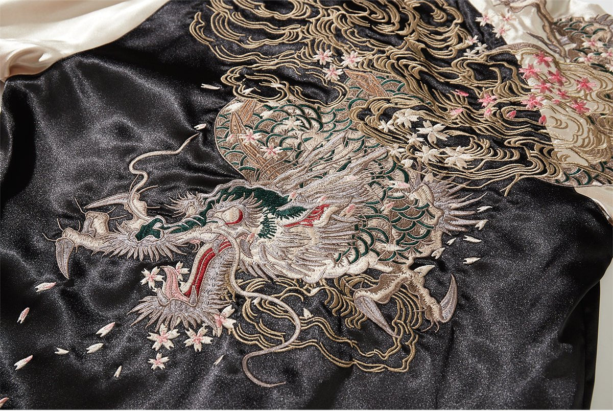 Sakura Dragon Embroidery Sukajan Jacket | Zen Breaker