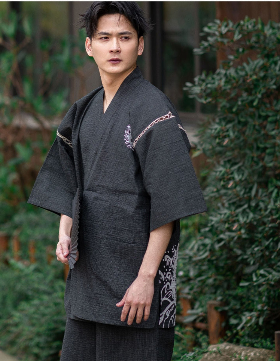 再販】gibous dark snake yukata black