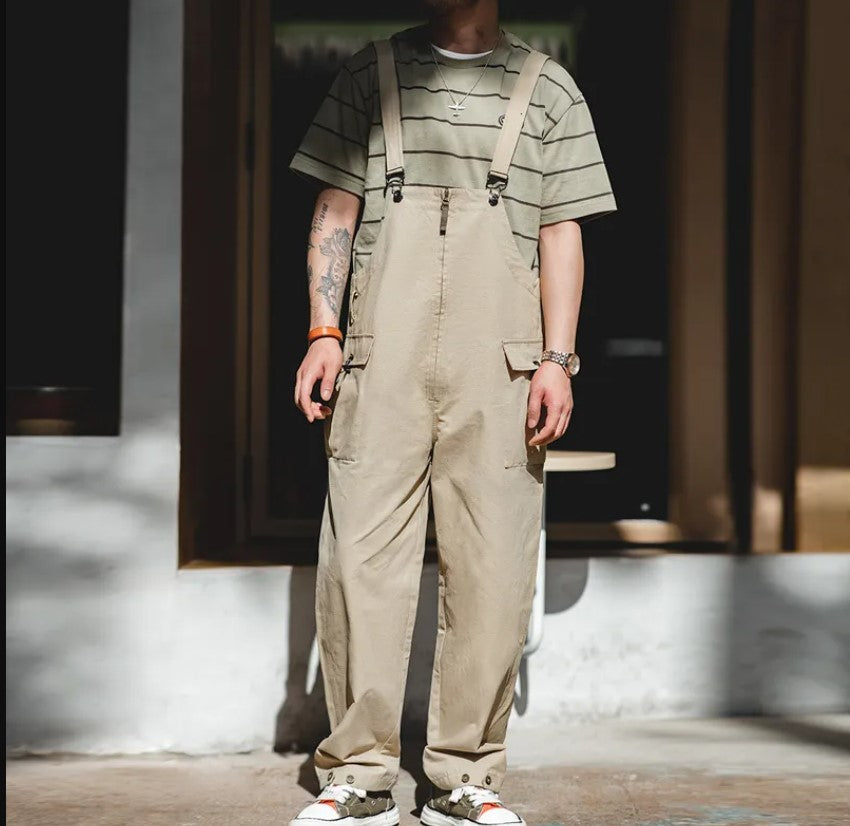 Men's Khaki Streetwear Overalls Zen Breaker