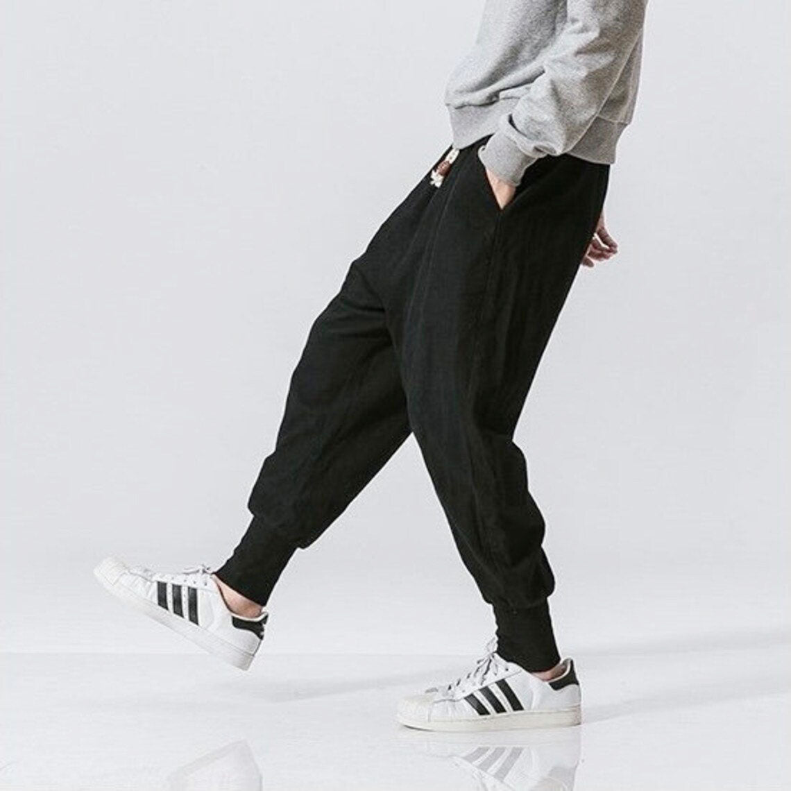 Black Tight End Harem Pants | Zen Breaker