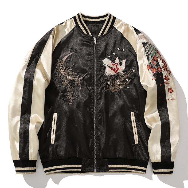 Nine Tailed Fox Embroidery Baseball Jacket | Zen Breaker