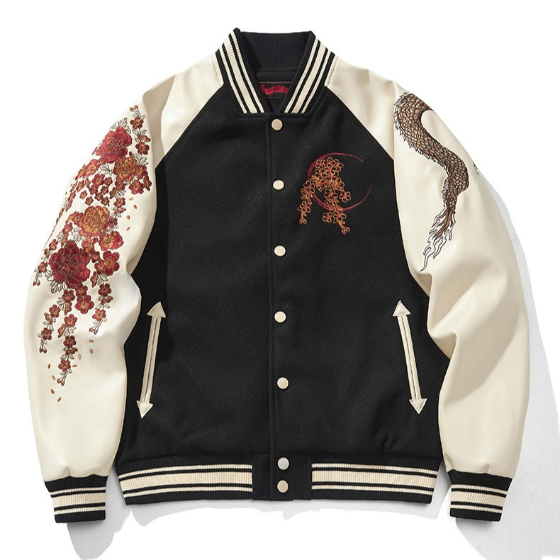 Moon Dragon Embroidery Sukajan Jacket | Zen Breaker