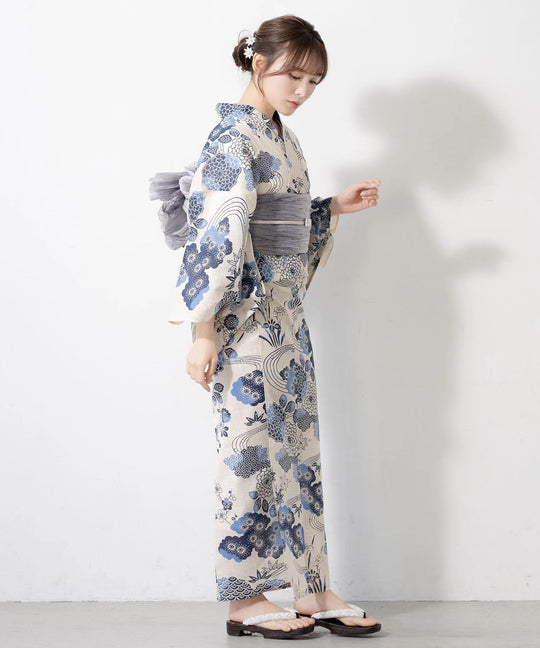 Women Azure Bloom Komon Yukata | Zen Breaker