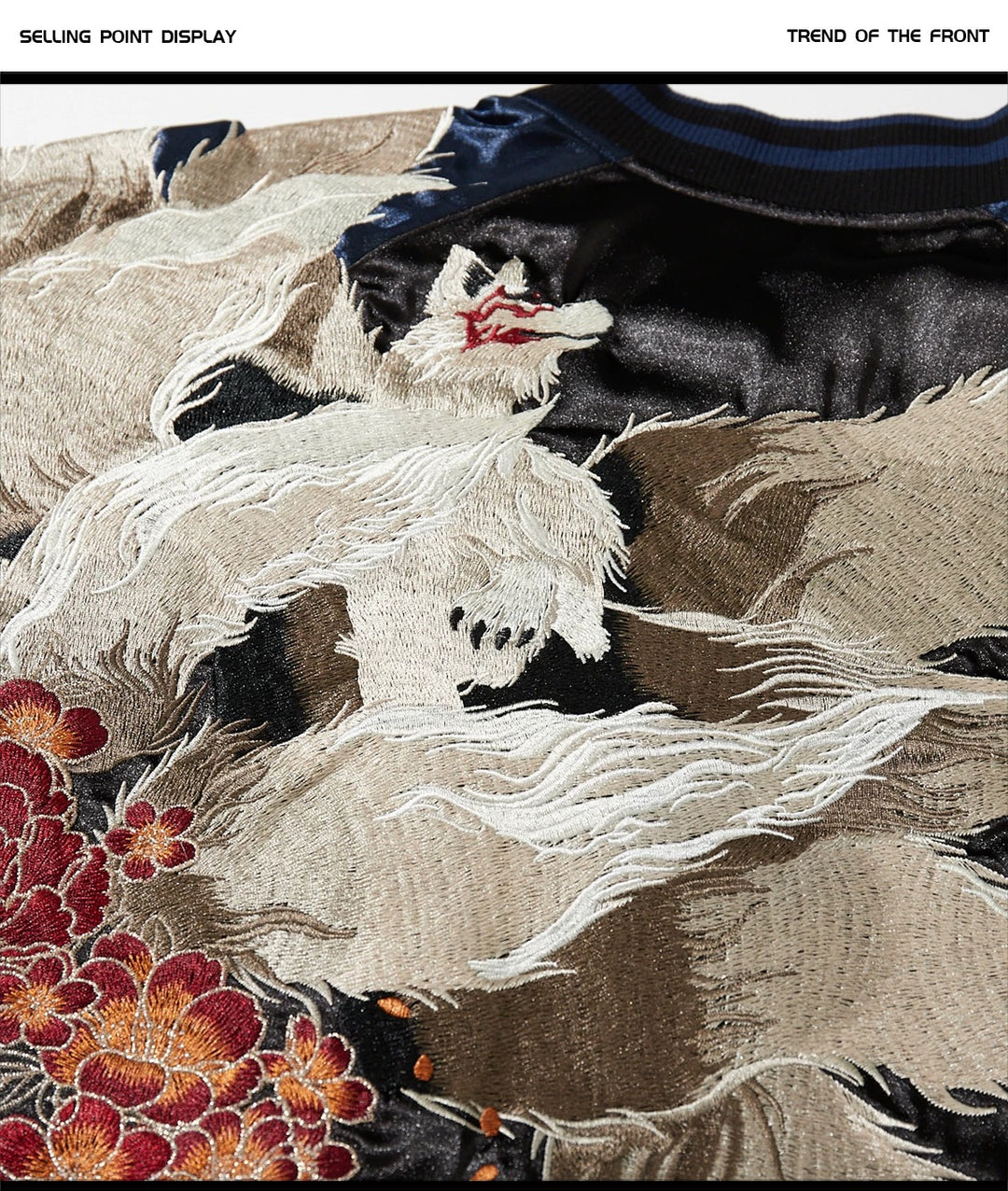 Black and Blue Nine-tails Sukajan Jacket | Zen Breaker