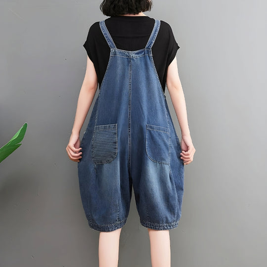 Knee-Length Denim Overall Jumpsuit | Zen Breaker