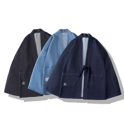 Loose Fit Denim Kimono Jacket