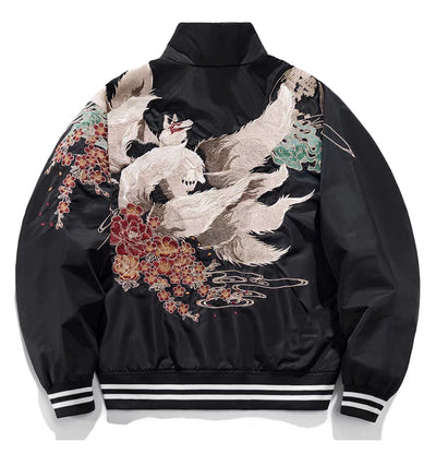 Nine Tailed Fox Embroidery Sukajan Jacket - Zen Breaker