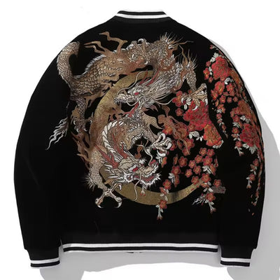 Zen Breaker Velvet Dragon Blossom Embroidered Jacket