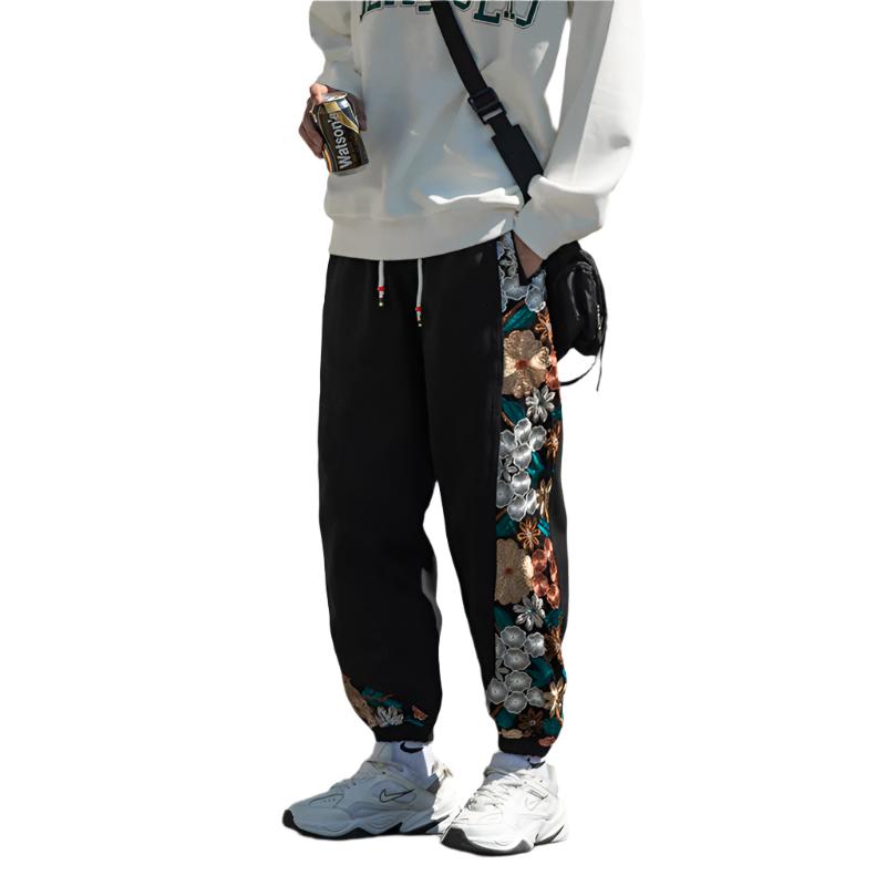 Japanese Motif Embroidery Sport Pants | Zen Breaker