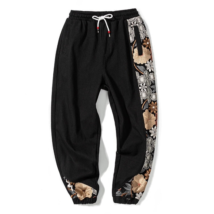 Japanese Motif Embroidery Sport Pants | Zen Breaker