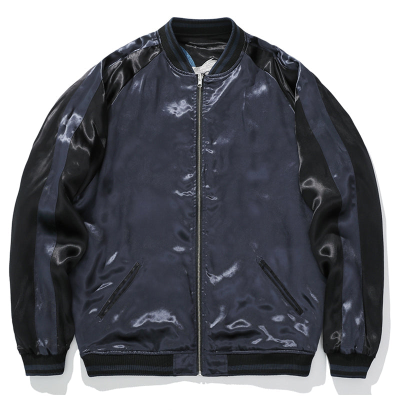 Reversible White Lion Embroidery Baseball Jacket | Zen Breaker