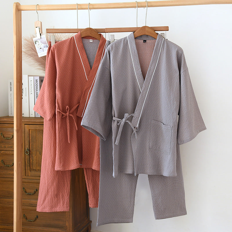 BAKUNE Pajamas Gauze / 前開き長袖バンドカラーシャツ