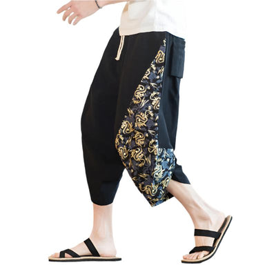 Dragon Drawstring Cropped Pants