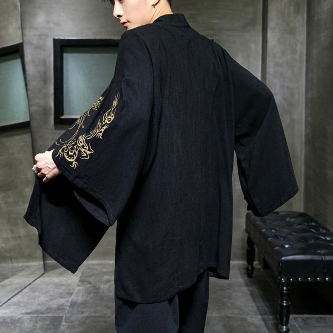 Dragon & Phoenix Embroidery Kimono Jacket | Zen Breaker