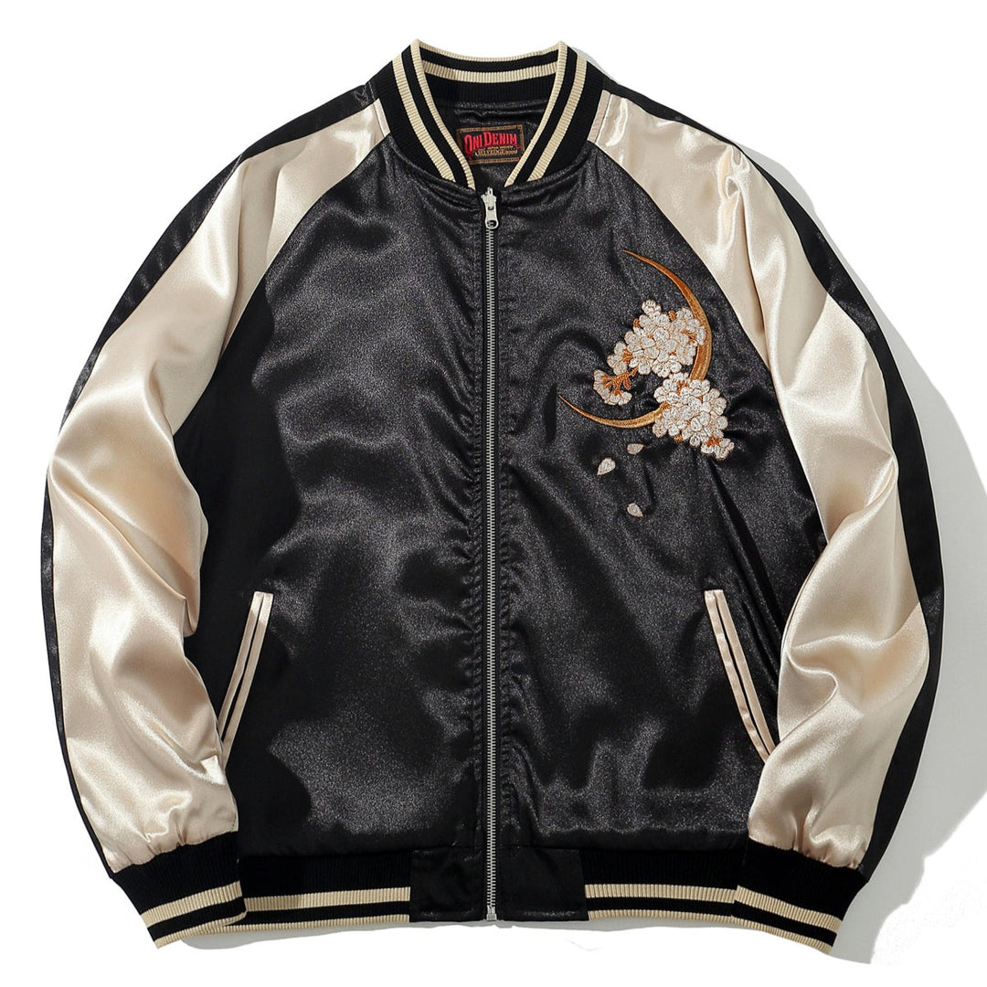 Mens Souvenir Quilted Jacket Japanese Pattern Embroidery
