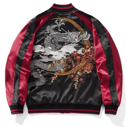 Mens Souvenir Quilted Jacket Japanese Pattern Embroidery