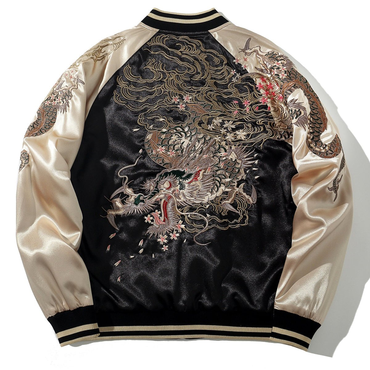 Sakura Dragon Embroidery Sukajan Jacket | Zen Breaker