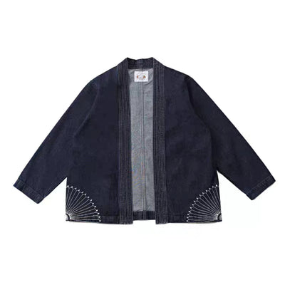 Heavy Denim Embroidered Kimono Jacket