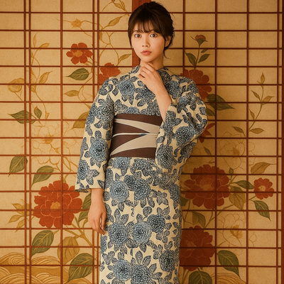 Women Ajisai Komon Yukata