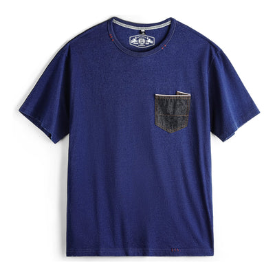 Blue t-shirt with a pocket on a white background