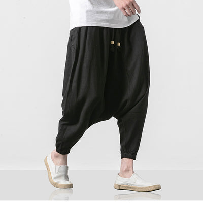 Black Loose Fit Drop Crotch Pants