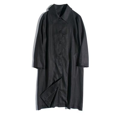 Women Button-up Linen Trench Coat