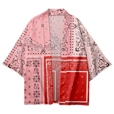 Pink Patchwork Cashew Motif Kimono Shirt