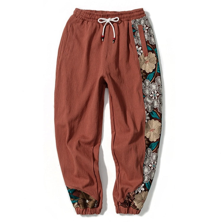Japanese Motif Embroidery Sport Pants | Zen Breaker