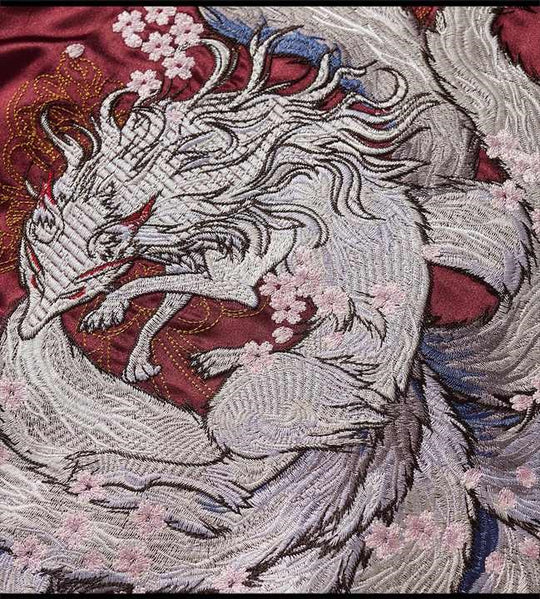 Red Nine-tails Embroidery Sukajan Jacket | Zen Breaker