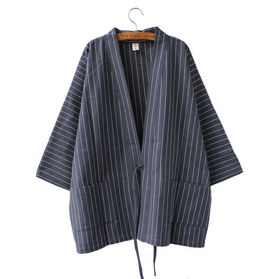 Blue Gray Striped Kimono Cardigan