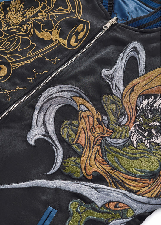 Reversible Thunder God Embroidery Sukajan Jacket | Zen Breaker