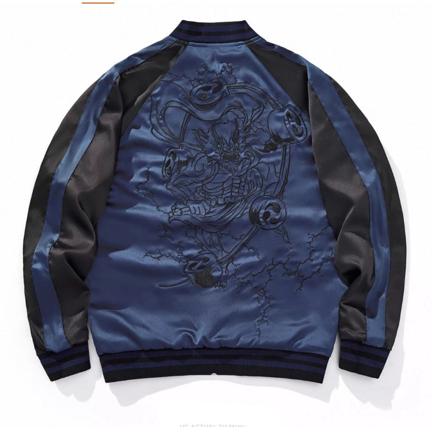 Reversible Thunder God Embroidery Sukajan Jacket | Zen Breaker