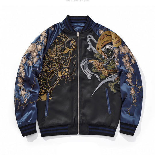 Reversible Thunder God Embroidery Sukajan Jacket | Zen Breaker