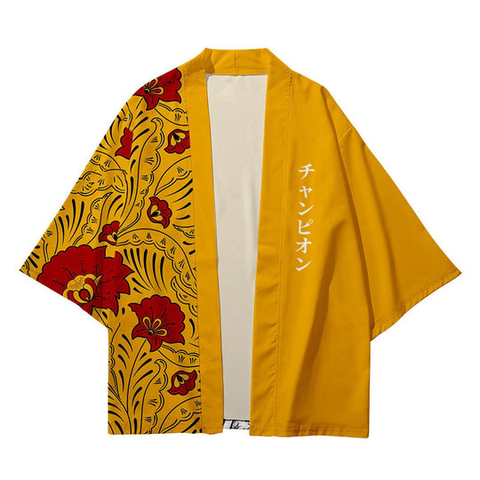 Tribal Print Yellow Kimono Shirt | Zen Breaker