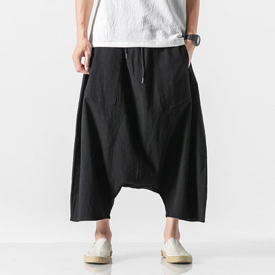 Black Wide-Leg Drop Crotch Pants