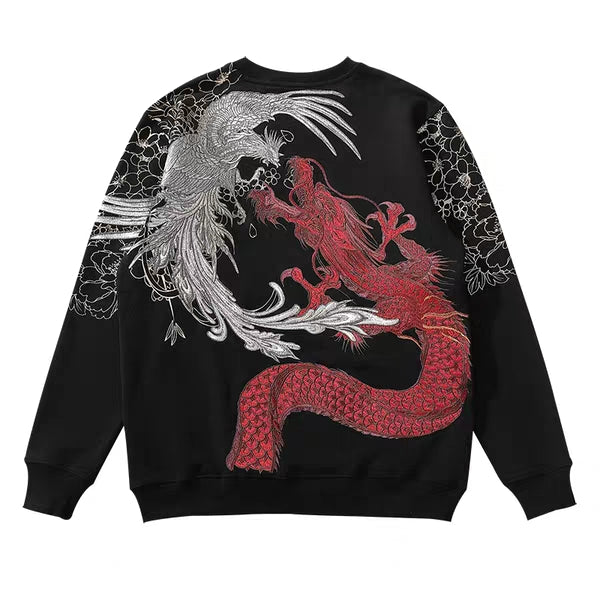 Red Dragon Vs Silver Phoenix Embroidery Sweatshirt | Zen Breaker