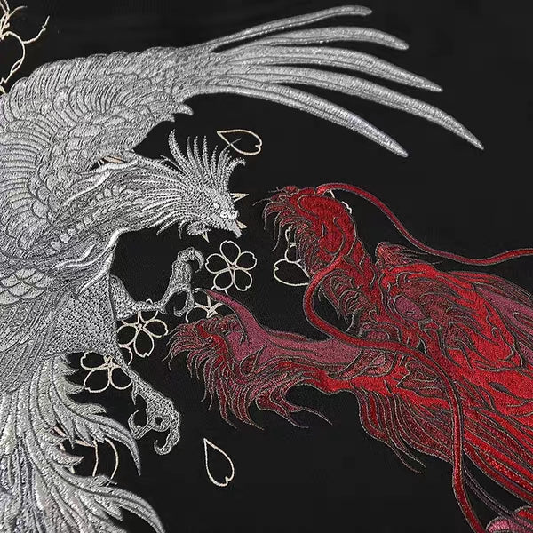 Red Dragon Vs Silver Phoenix Embroidery Sweatshirt | Zen Breaker