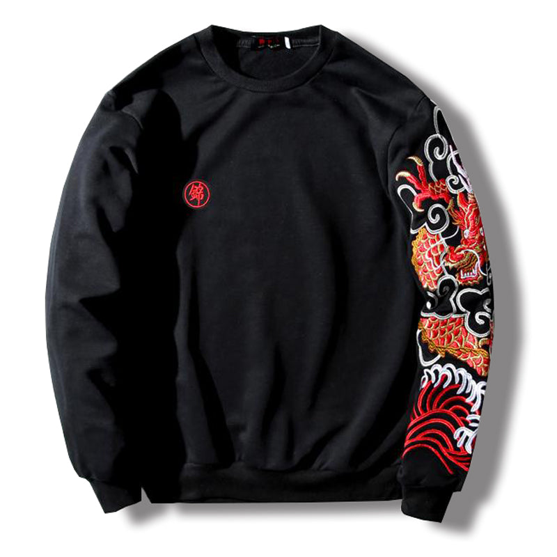 Red Dragon Tattoo Embroidery Sweatshirt | Zen Breaker