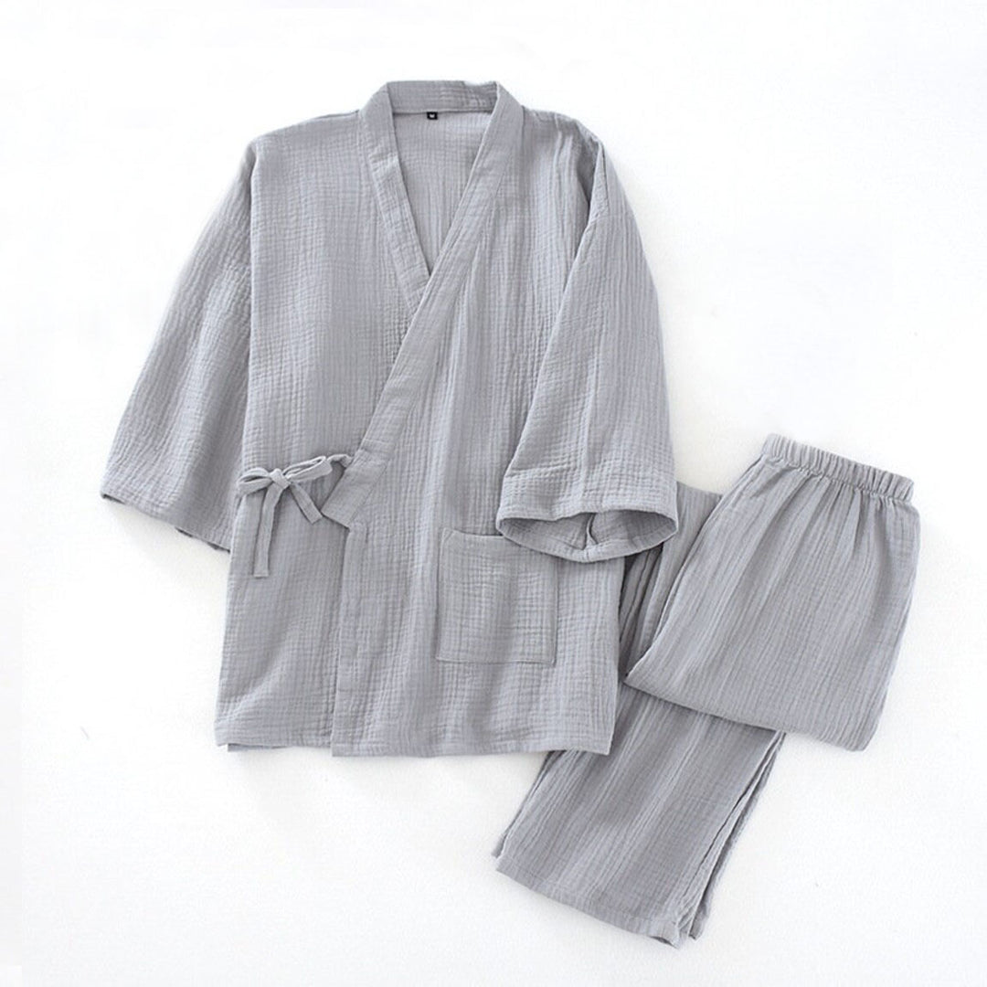 ZEALMAX Japanse kimono pyjama shirt en shorts, katoenen