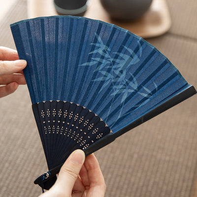 Indigo Folding Hand Fan 【Bamboo】