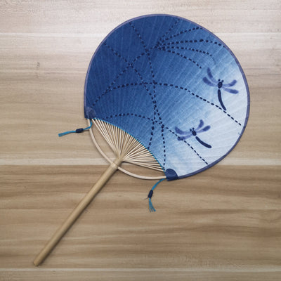 Indigo Paddle Hand Fan 【Dragonfly】 - Zen Breaker