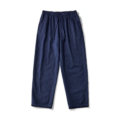 Indigo Linen Blend Relaxed Fit Drawstring Pants - Zen Breaker
