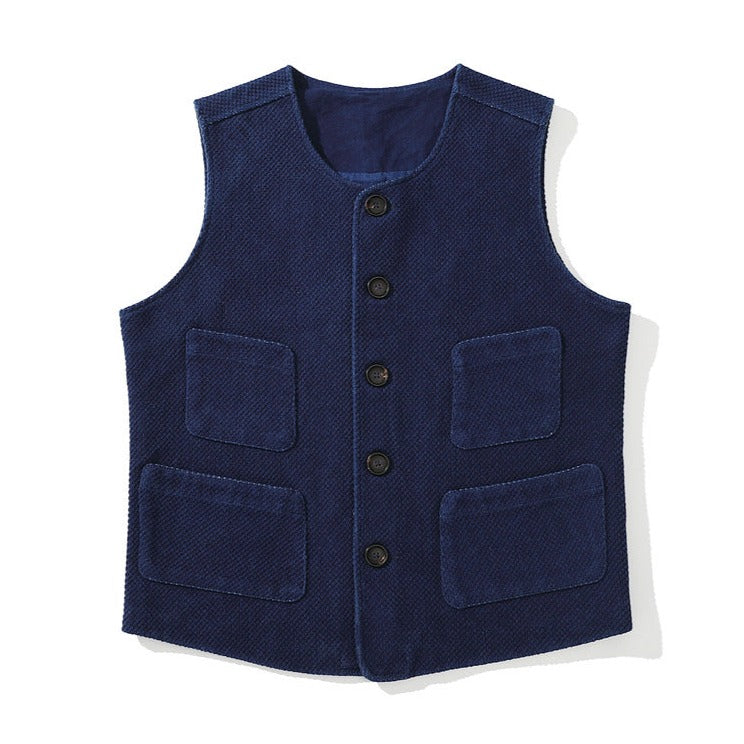 トップス BLUE BLUE / SASHIKO indigo vest Indigo Sashiko Vintage Vest | Zen Breaker
