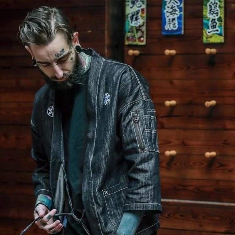 Classic Denim Kimono Jacket - Main Image