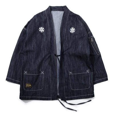 Men's Denim Haori Kimono Jacket - Kimura Fox
