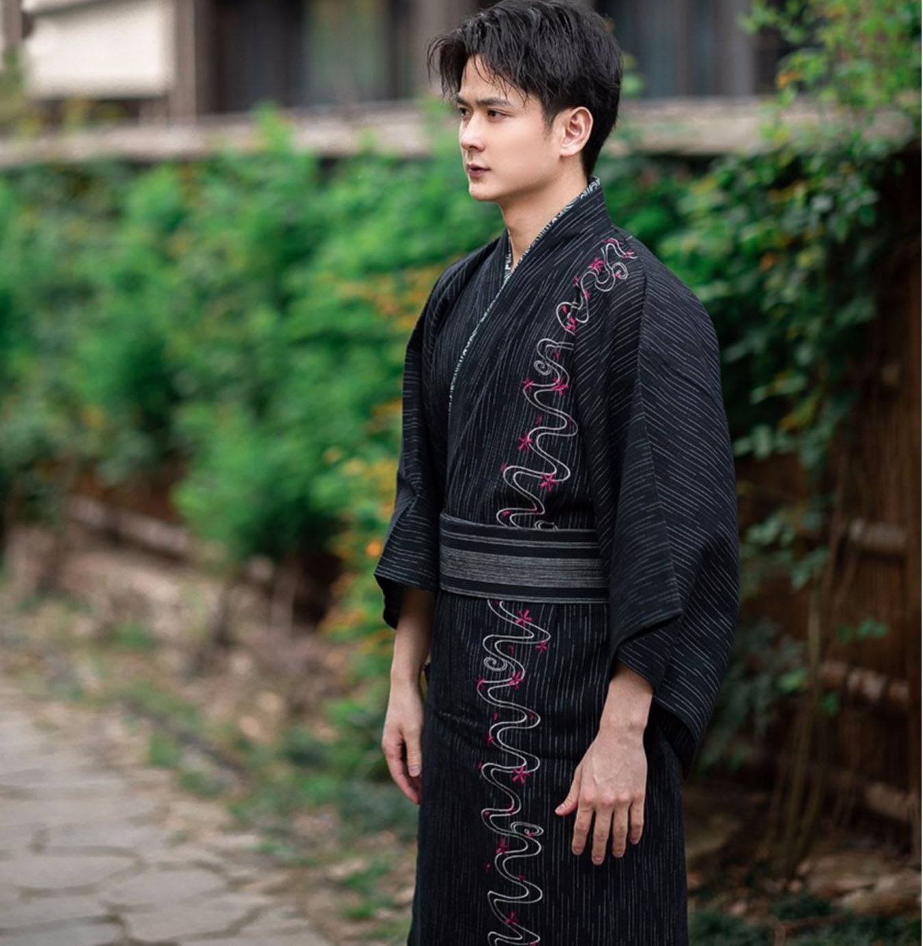 Red Ropes Men Kimono Robe Mens