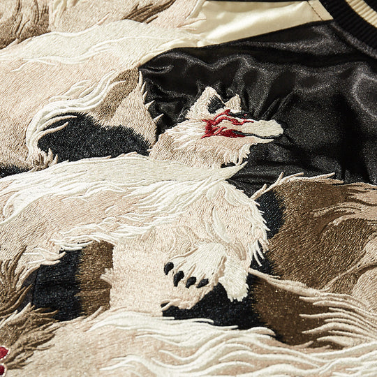 Nine Tailed Fox Embroidery Baseball Jacket | Zen Breaker