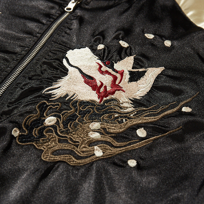 Nine Tailed Fox Embroidery Baseball Jacket | Zen Breaker