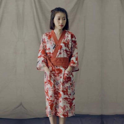 Women Red Crane Obi Belt Kimono Robe - Zen Breaker