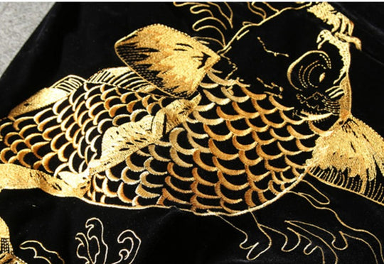 Reversible Dragon & Koi Embroidery Baseball Jacket | Zen Breaker
